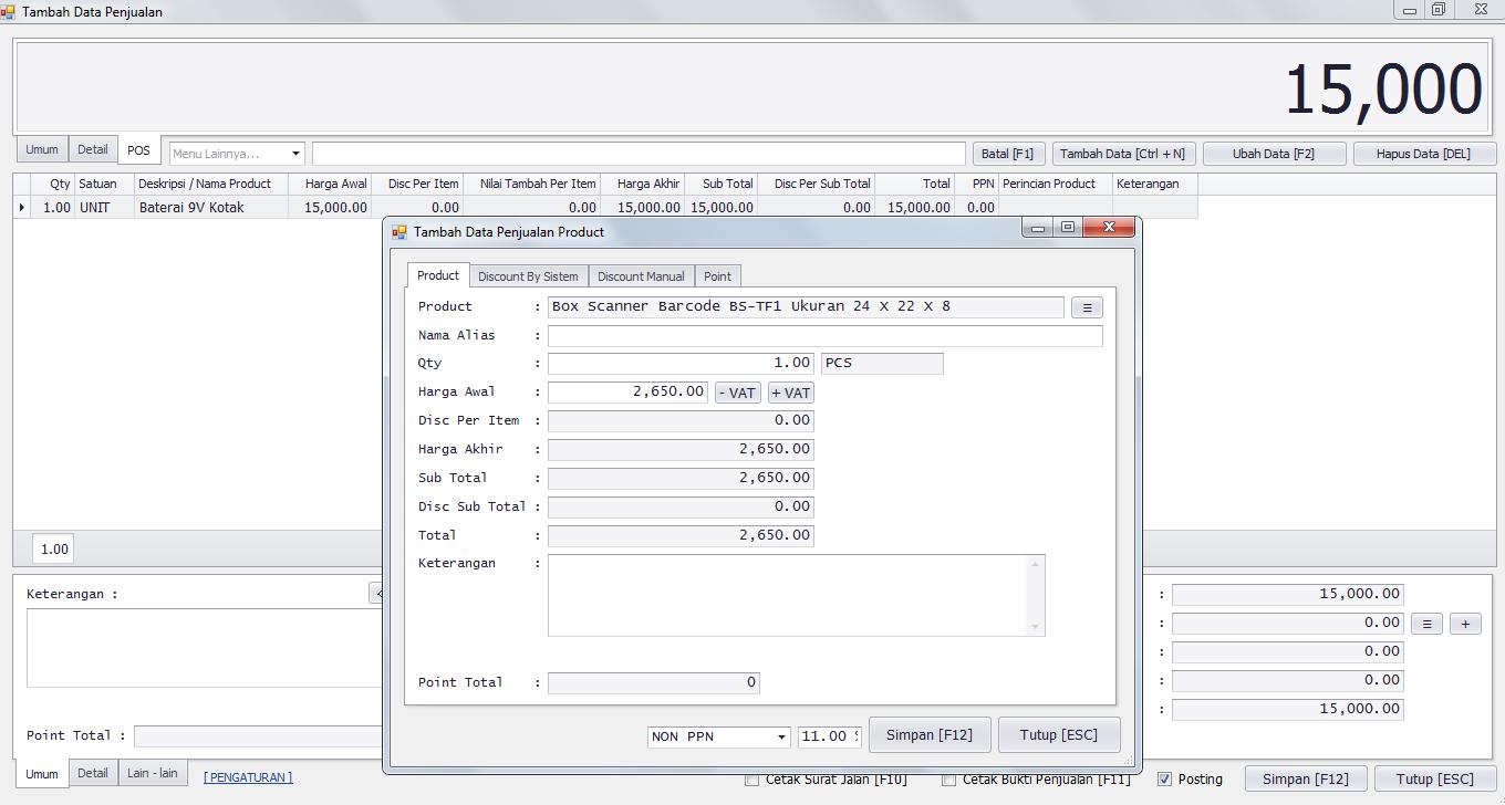 POS Mode - Produk Terpilih